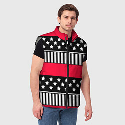 Мужской жилет Red and black pattern with stripes and stars, цвет: 3D-светло-серый — фото 2