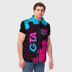 Мужской жилет GTA - neon gradient: надпись, символ, цвет: 3D-черный — фото 2