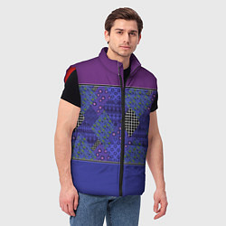 Мужской жилет Combined burgundy-blue pattern with patchwork, цвет: 3D-красный — фото 2