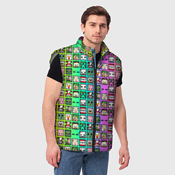 Мужской жилет Minecraft characters neon, цвет: 3D-светло-серый — фото 2
