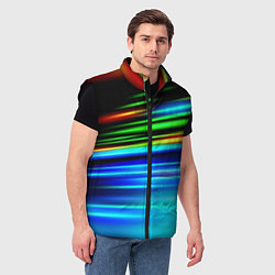 Мужской жилет Абстрактные неоновые полосы, цвет: 3D-черный — фото 2