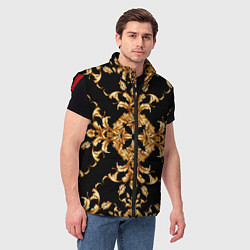 Мужской жилет Золотая гжель золотой узор, цвет: 3D-красный — фото 2