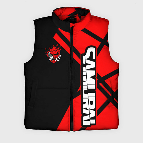 Мужской жилет Cyberpunk 2077 - Надпись Samurai / 3D-Красный – фото 1