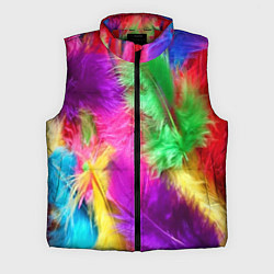Мужской жилет Яркие разноцветные перья, цвет: 3D-красный