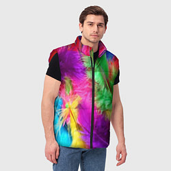 Мужской жилет Яркие разноцветные перья, цвет: 3D-красный — фото 2