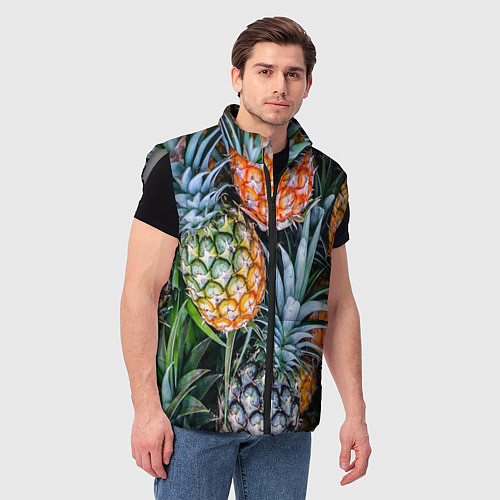 Мужской жилет Фон из ананасов / 3D-Светло-серый – фото 3