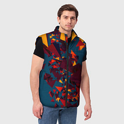 Мужской жилет Множество тетраэдров в абстракции, цвет: 3D-черный — фото 2