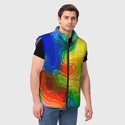 Мужской жилет Разноцветная абстрактная композиция, цвет: 3D-светло-серый — фото 2