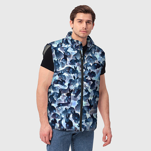 Мужской жилет Новогдние кролики / 3D-Светло-серый – фото 3