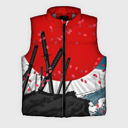 Мужской жилет Солнце, волны и катаны, цвет: 3D-светло-серый