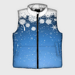 Мужской жилет Снежный узор на синем фоне, цвет: 3D-светло-серый