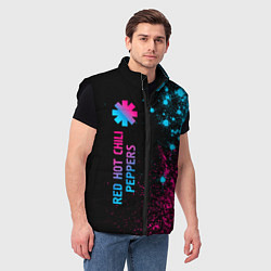 Мужской жилет Red Hot Chili Peppers - neon gradient: по-вертикал, цвет: 3D-черный — фото 2