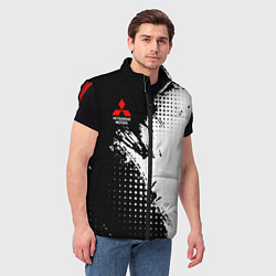 Мужской жилет Mitsubishi - черно-белая абстракция, цвет: 3D-красный — фото 2