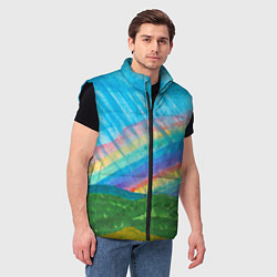 Мужской жилет Летний дождь радуга, цвет: 3D-черный — фото 2