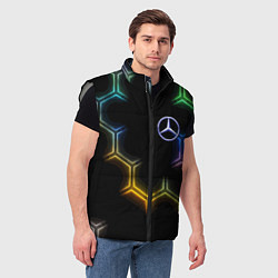 Мужской жилет Mercedes - neon pattern, цвет: 3D-светло-серый — фото 2