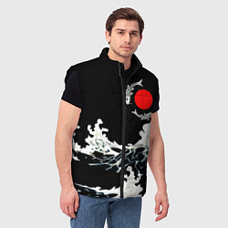 Мужской жилет Волны и рыбки, цвет: 3D-черный — фото 2