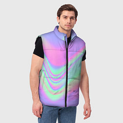 Мужской жилет Цветные волны, цвет: 3D-черный — фото 2