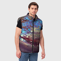 Мужской жилет Тёмный песок и синие блестящие камни, цвет: 3D-светло-серый — фото 2