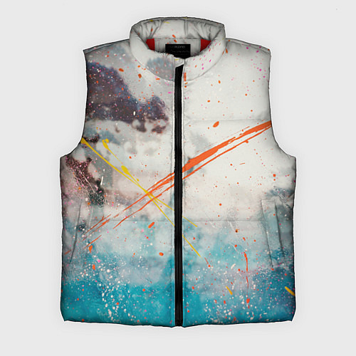Мужской жилет Абстрактные мазки красок на тенях и тумане / 3D-Красный – фото 1