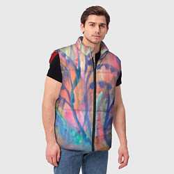 Мужской жилет Акварельный растительный узор зимнее утро, цвет: 3D-красный — фото 2