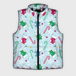 Мужской жилет Новогодний паттерн, цвет: 3D-черный