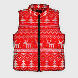 Мужской жилет Рождественский красный свитер с оленями, цвет: 3D-красный