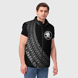 Мужской жилет Skoda tire tracks, цвет: 3D-черный — фото 2