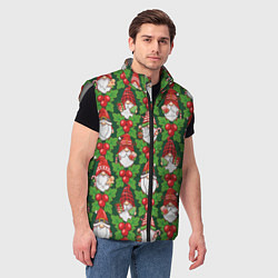 Мужской жилет Новогодние гномы - паттерн, цвет: 3D-светло-серый — фото 2