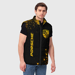 Мужской жилет Porsche - gold gradient: надпись, символ, цвет: 3D-черный — фото 2