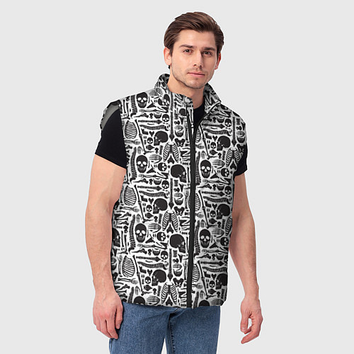 Мужской жилет Части скелета / 3D-Светло-серый – фото 3