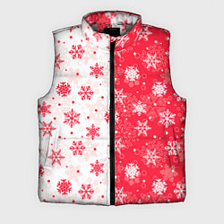 Мужской жилет Снежинки красно-белые, цвет: 3D-светло-серый
