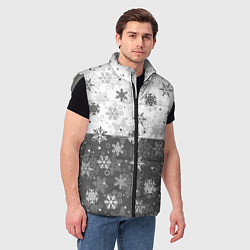 Мужской жилет Снежинки ч-б, цвет: 3D-светло-серый — фото 2