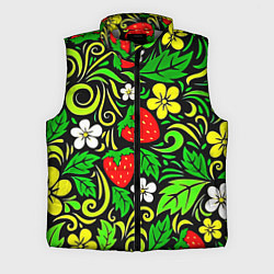 Мужской жилет Роспись земляника и цветы, цвет: 3D-светло-серый