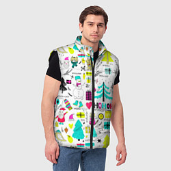 Мужской жилет Happy new year hohoho, цвет: 3D-черный — фото 2