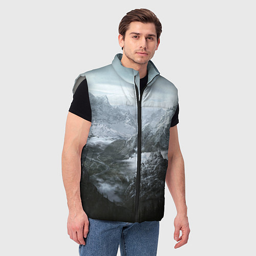 Мужской жилет Природа Скайрима / 3D-Светло-серый – фото 3