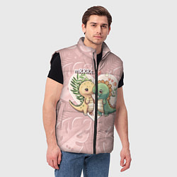 Мужской жилет Миссис и Мистр Влюбленные динозавры, цвет: 3D-черный — фото 2