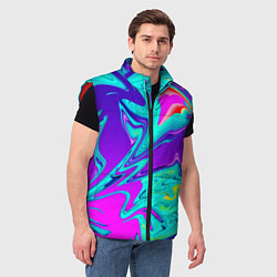 Мужской жилет Неоновые краски разводы, цвет: 3D-красный — фото 2