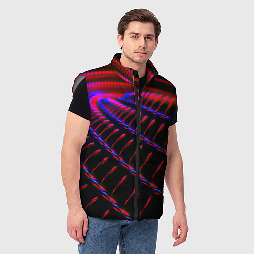 Мужской жилет Geometry neon texture / 3D-Светло-серый – фото 3