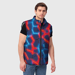 Мужской жилет Красный и синий неон, цвет: 3D-светло-серый — фото 2