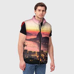 Мужской жилет Розовый город между скал, цвет: 3D-красный — фото 2