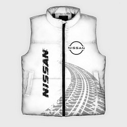 Мужской жилет Nissan speed на светлом фоне со следами шин: надпи, цвет: 3D-черный