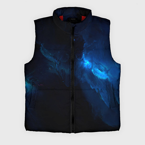 Мужской жилет Чёрный и синий космос / 3D-Красный – фото 1
