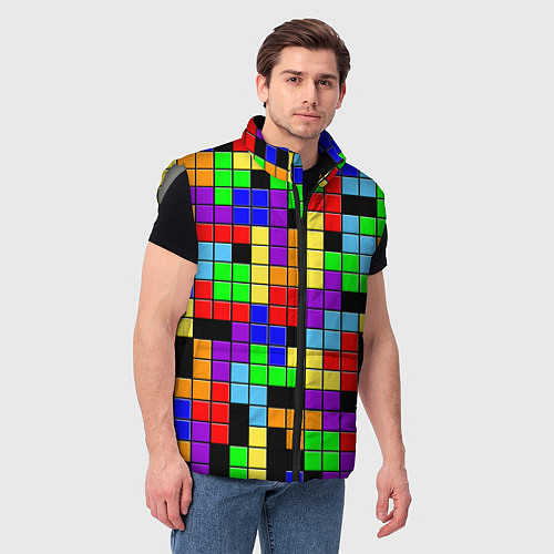 Мужской жилет Тетрис цветные блоки / 3D-Светло-серый – фото 3