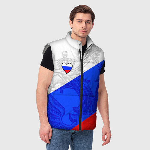 Мужской жилет Сердечко - Россия / 3D-Светло-серый – фото 3