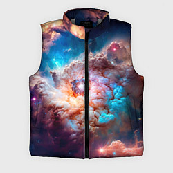 Мужской жилет Небула в космосе в голубо-розовых тонах - нейронна, цвет: 3D-светло-серый
