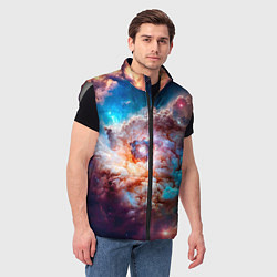 Мужской жилет Небула в космосе в голубо-розовых тонах - нейронна, цвет: 3D-светло-серый — фото 2