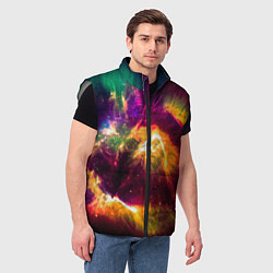 Мужской жилет Небула в космосе разноцветная - нейронная сеть, цвет: 3D-светло-серый — фото 2