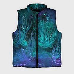 Мужской жилет Абстракция: неоновые огни подводного мира, цвет: 3D-черный