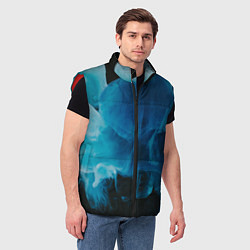 Мужской жилет Абстрактный синий дым, цвет: 3D-красный — фото 2