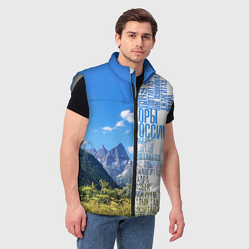Мужской жилет Название гор России / 3D-Светло-серый – фото 3
